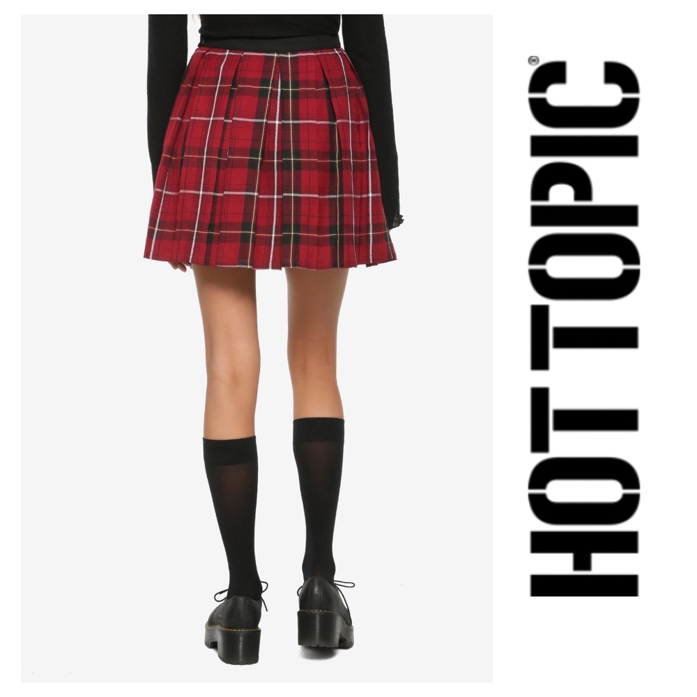 Hot Topic Burgundy Plaid Skirt
